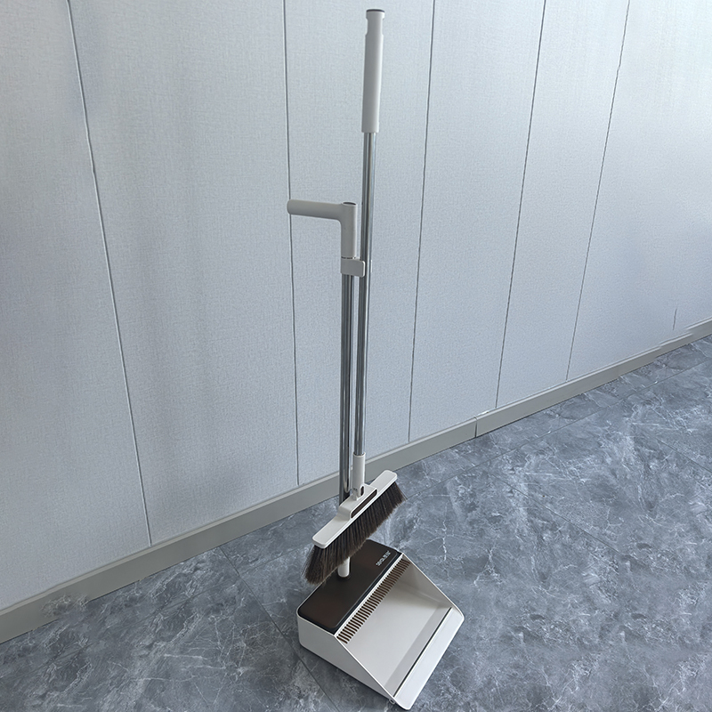 Vertical Standing Windproof Long Handle Broom And Dustpan And Plastic Folding Sweeper For Household