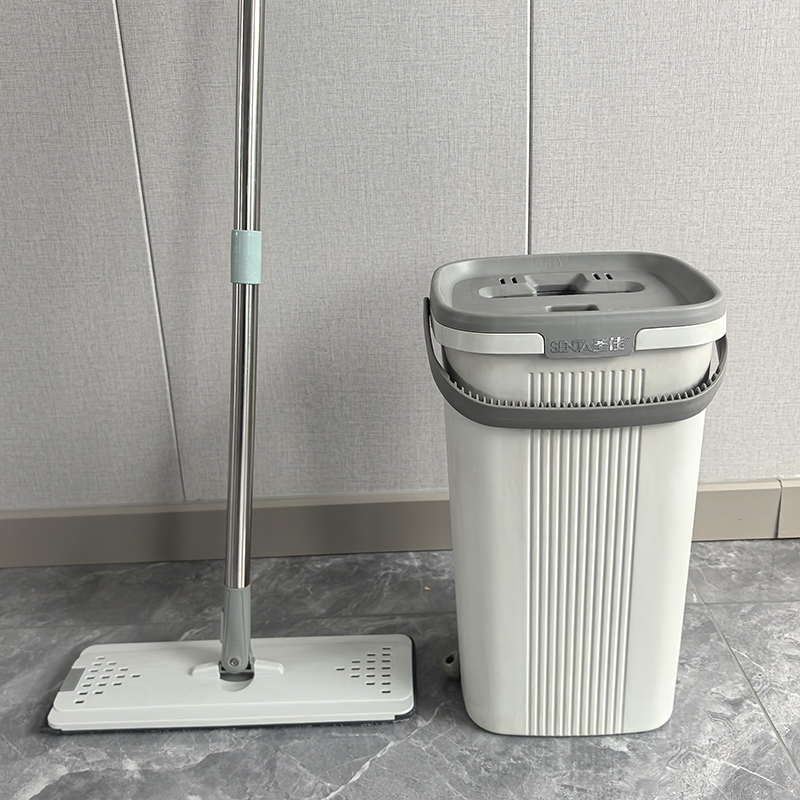 Microfiber Flat Head Mop And Bucket For Wood Floors Hands Free Floor Mop With Squeezer