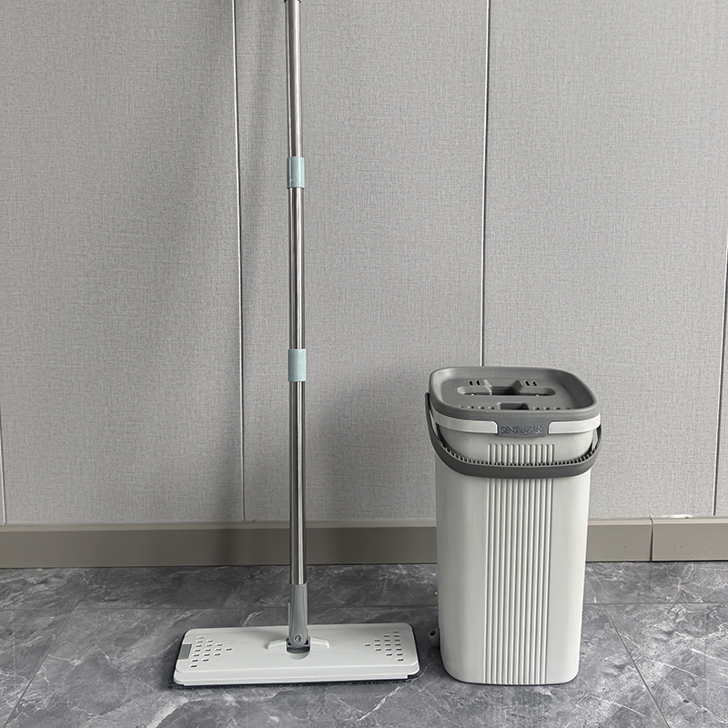 Stainless Steel Handle Flathead Mop And Bucket 4.5L Washable Flat Floor Mop