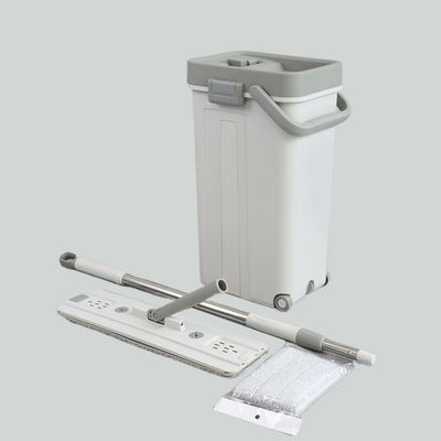 360 Flat Bottomed Wiping Mop Set Flat Hand Free Wet And Dry Self Squeeze Mop & Bucket Set